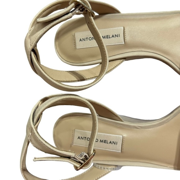 NWOB Nude Antonio Melani Madelle Nubuck Leather Wedge Strappy Sandals - Picture 8 of 12